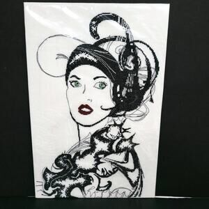 Handmade Cross Stitch Elegant Woman Portrait Art Deco Fashion Lady Needlework